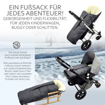 Preview: BAMBINIWELT Winterfußsack in Mumienform für Kinderwagen und Buggy, 110cm, Wolle, Design UNI
